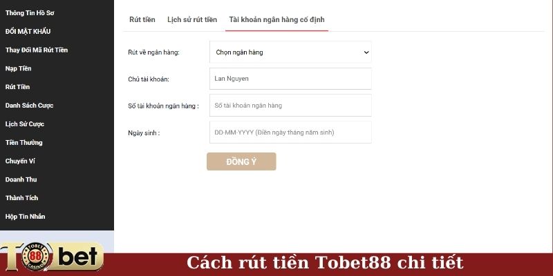 Cách rút tiền Tobet88 chi tiết